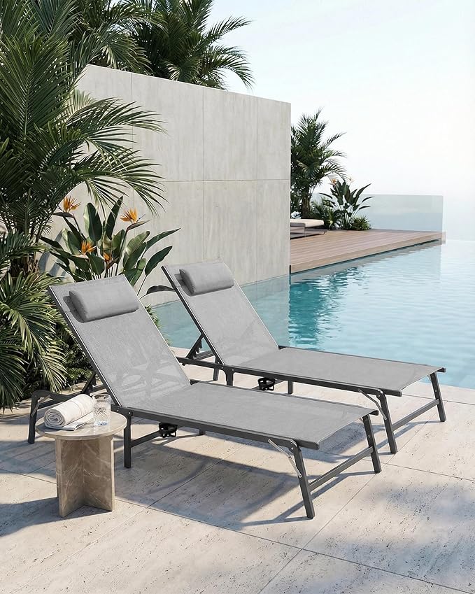 4 Pack Foldable Chaise Lounge Chair - Image 2
