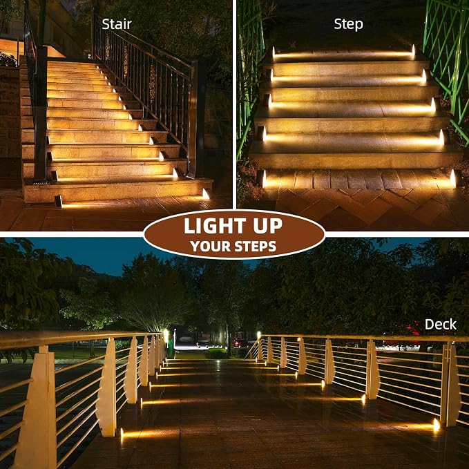 NIORSUN Outdoor Stair Lights 8 Pack, Solar Step Lights IP67 Waterproof - Image 7