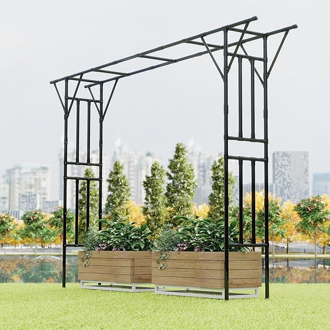 Twira Flat Top Garden Arch Trellis, 11FT x 9FT Extra Large Garden Trellis by TWIRA