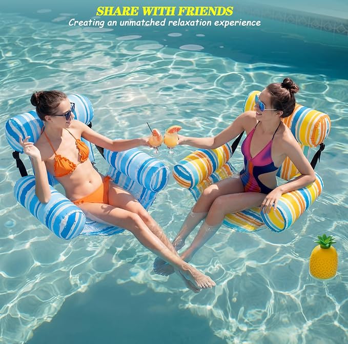 2 Pack Inflatable Pool Float for Adult Adjustable Hammock Float Chair Fabric - Image 6