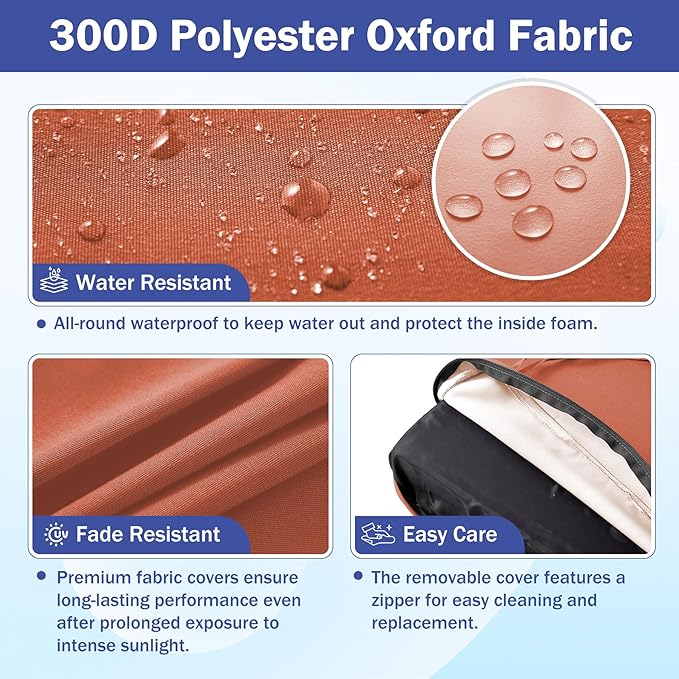 Outdoor Seat Cushion Set, Waterproof & Fade Resistant Patio Chair Cushions - Image 3