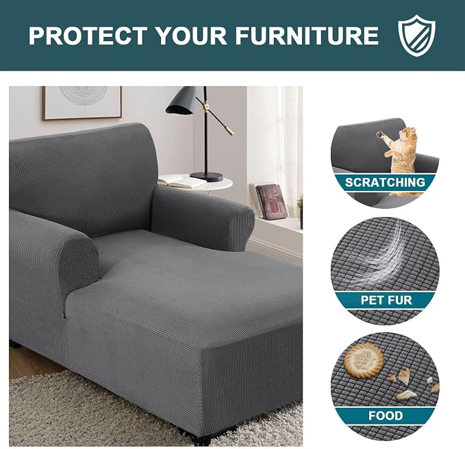 FantasDecor Chaise Lounge Cover Stretch Chair Lattice Slipcover - Image 5