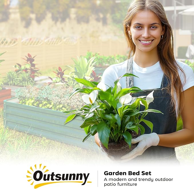 Outsunny Galvanized Raised Garden Bed, - Image 6