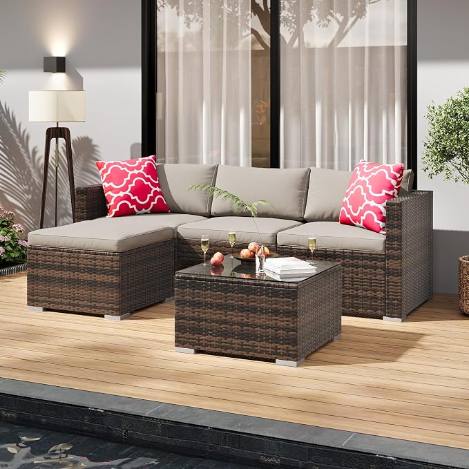 GAOMON 5-Piece All-Weather Patio Furniture Set, Convertible Outdoor Sectional - Image 9