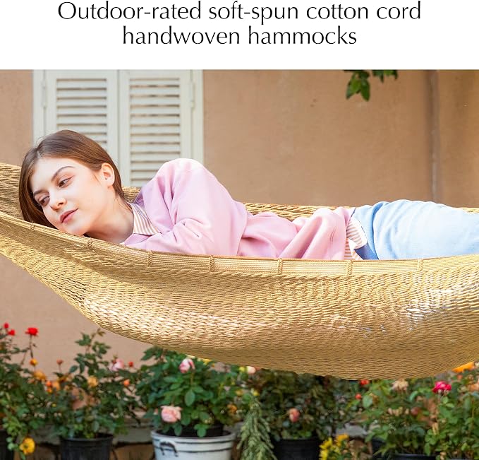 PNAEUT Handwoven Mayan Hammock, Thick Soft Rope Double Hammock - Image 4