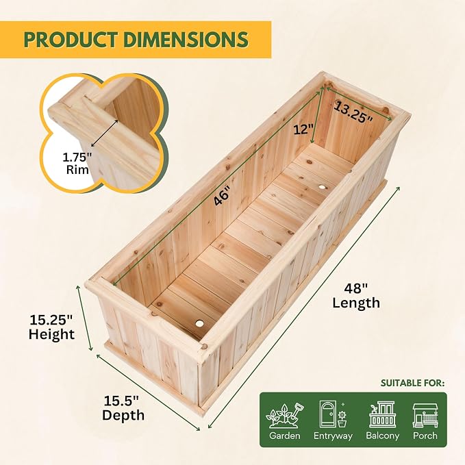 Shine Company Premium Cedar Raised Garden Bed, Planter Box - Image 3