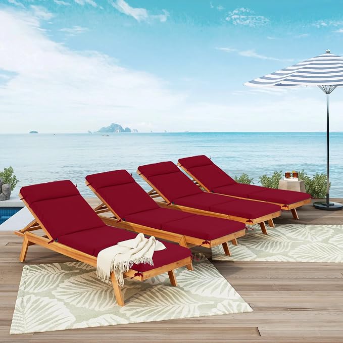 Chaise Lounge Cushion 72x21x3 Inch ?Set of 4 Outdoor Lounge Chair Cushions - Image 3