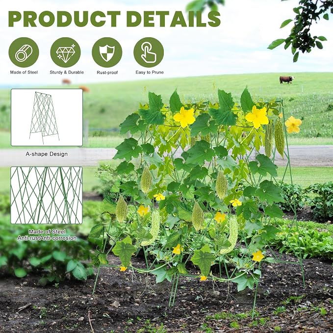 Cucumber Trellis 2 Pack, Foldable A-Frame Garden Trellis - Image 6