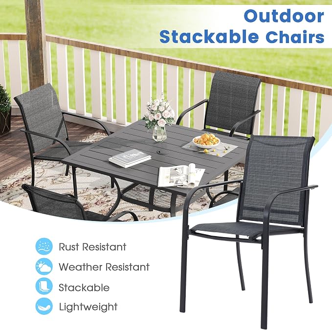 VICLLAX 5 Pieces Patio Dining Set, Outdoor Furniture Set Includes 41.2" Round - Image 4