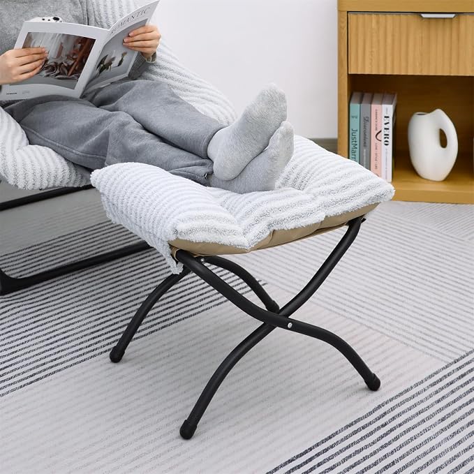 15" Folding Ottoman, Foldable Footrest Stool, Portable Small Foot Stool - Image 4
