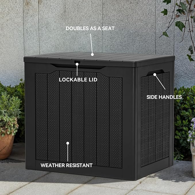 YITAHOME 30 Gallon Resin Deck Box, Weather Resistant Outdoor Rattan Storage Box - Image 5