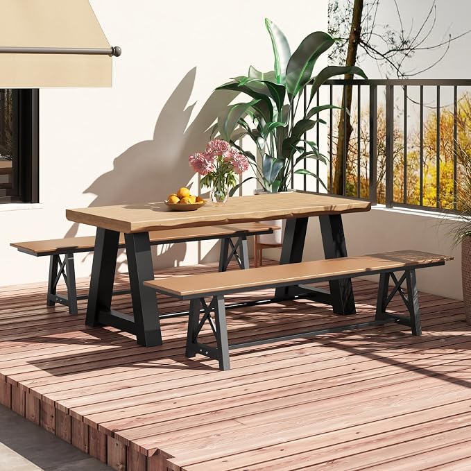 Tangkula 6 FT HDPE Outdoor Bench, Extra Long Patio Picnic Bench - Image 2