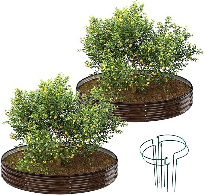 Galvanized Metal Planter Round Raised Garden Bed Kit by ZFHgarden
