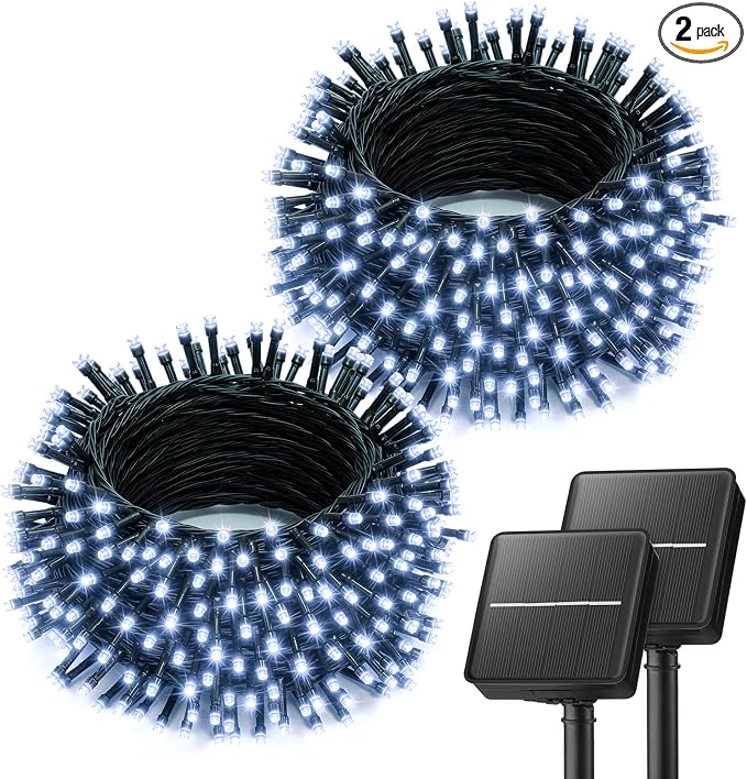 Brightown Solar String Lights Outdoor, 2 Pack Total 80FT 200 LED Solar Powered by Brightown