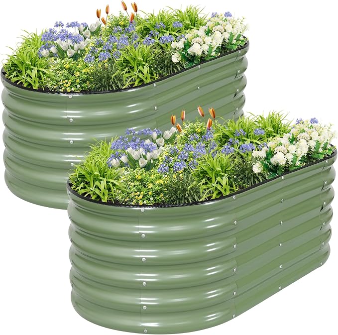 Galvanized Raised Garden Bed Outdoor- 2 Pcs Raised Beds by Permade