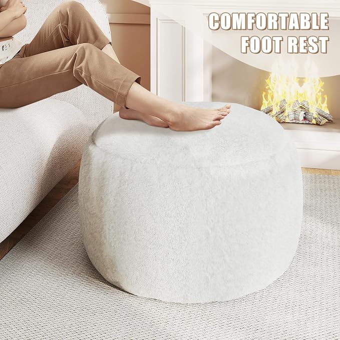 Round Pouf Ottoman Foot Rest, 29 X 18Inch Floor Poufs Footstool, A Round Modern - Image 5