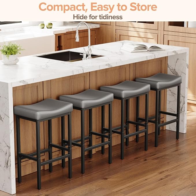 24 Inch Counter Height Bar Stools Set of 3, Compact Counter Stools - Image 5