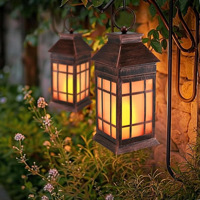 18" Glass Solar Lanterns Outdoor Waterproof, Large Solar Flickering Flame - Image 3