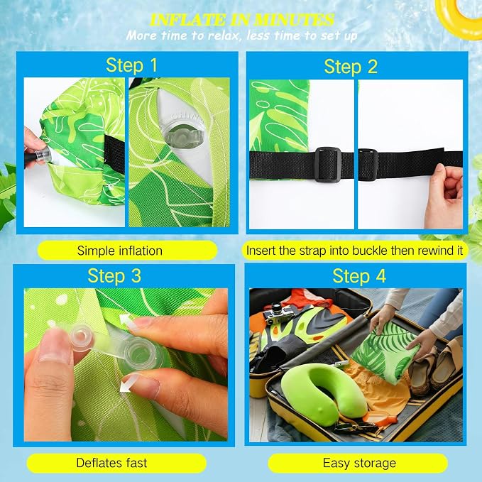 2 Pack Inflatable Pool Float for Adult Adjustable Hammock Float Chair Fabric - Image 3