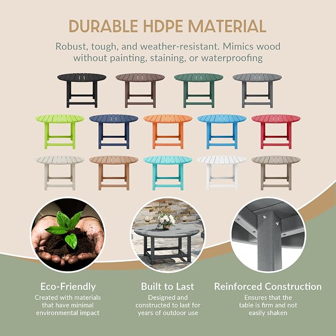WestinTrends Malibu Low Outdoor HDPE Round Patio Coffee Table - Image 6