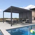 PURPLE LEAF Louvered Pergola 94AS 12' x 14' Outdoor Aluminum Pergola by PURPLELEAF