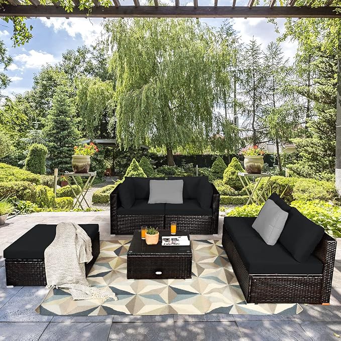 Tangkula 6 Piece Patio Furniture Set, Outdoor Deck Lawn Backyard Durable Steel - Image 4