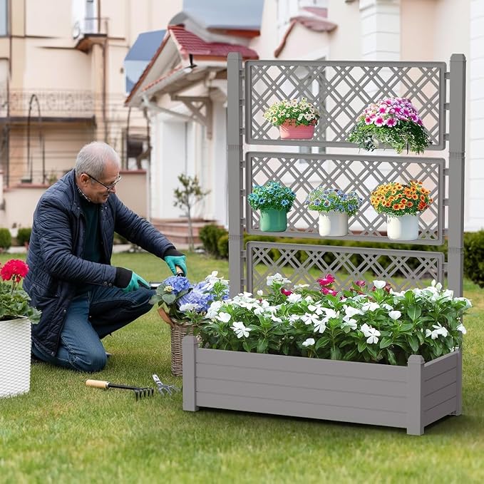 Raised Garden Bed with Trellis for Climbing Plants, 43.43" L x 18.27" W x - Image 6