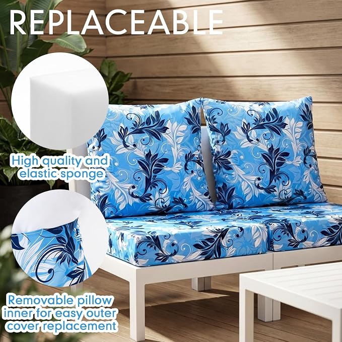 Hoteam 4 Set Outdoor Chair Patio Cushions 20 x 20 Inch Deep Seat Waterproof - Image 5