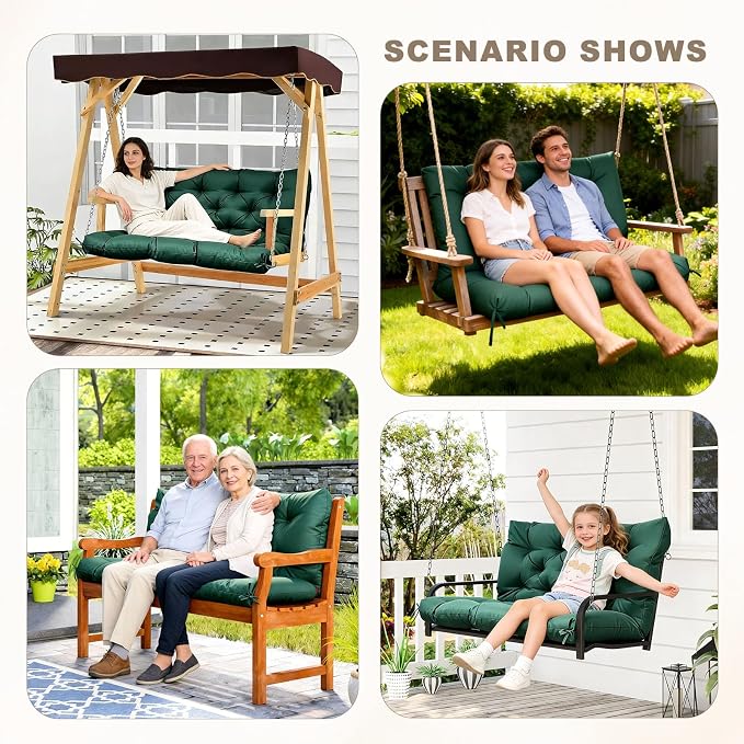 Porch Swing Cushion with Backrest, Waterproof Bench Cushion - Image 7