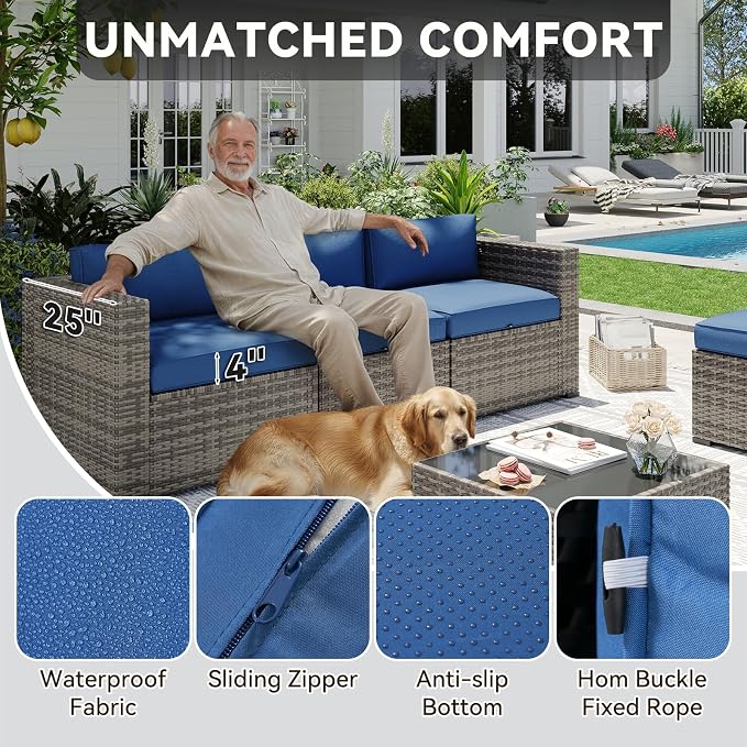 Aoxun Patio Furniture Sets, 14-Piece Outdoor Patio Furniture - Image 4
