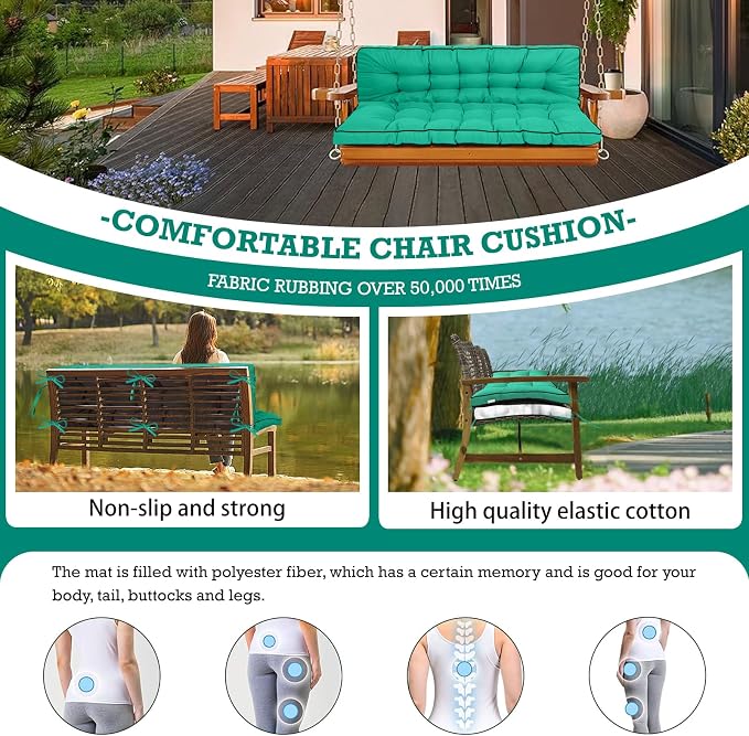 Outside Benches Cushion with Backrest, Thicken Waterproof Swing Cushions 2/3 - Image 2