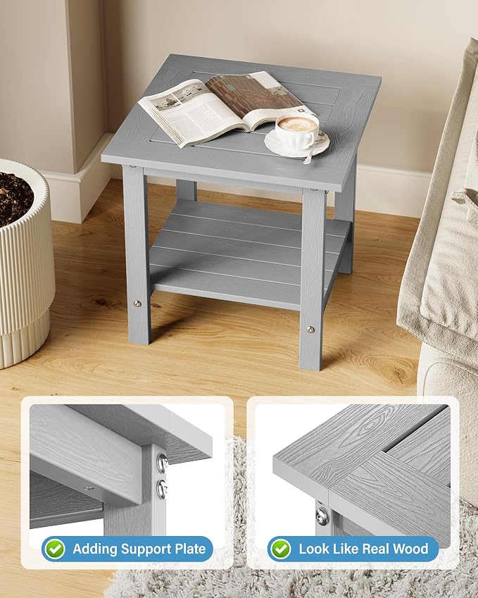 YEFU Outdoor Side Table for Patio: 16x16 in HIPS Small Square Outdoor End Table - Image 3