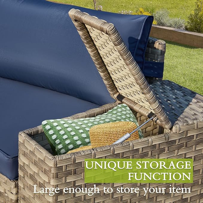 ECOTOUGE 7 Piece Outdoor Half Moon Furniture, Wicker Patio Sectional - Image 2