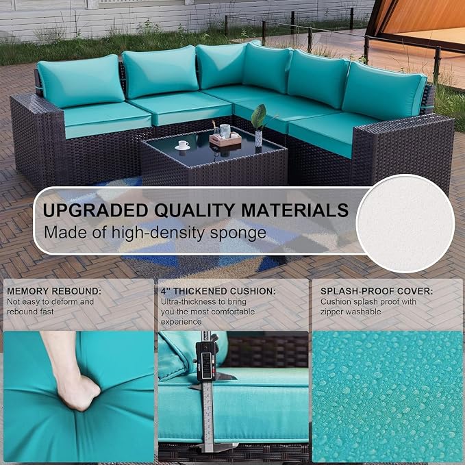Kullavik 12 Pieces Outdoor Patio Furniture Set PE Wicker Rattan Sectional Sofa - Image 2