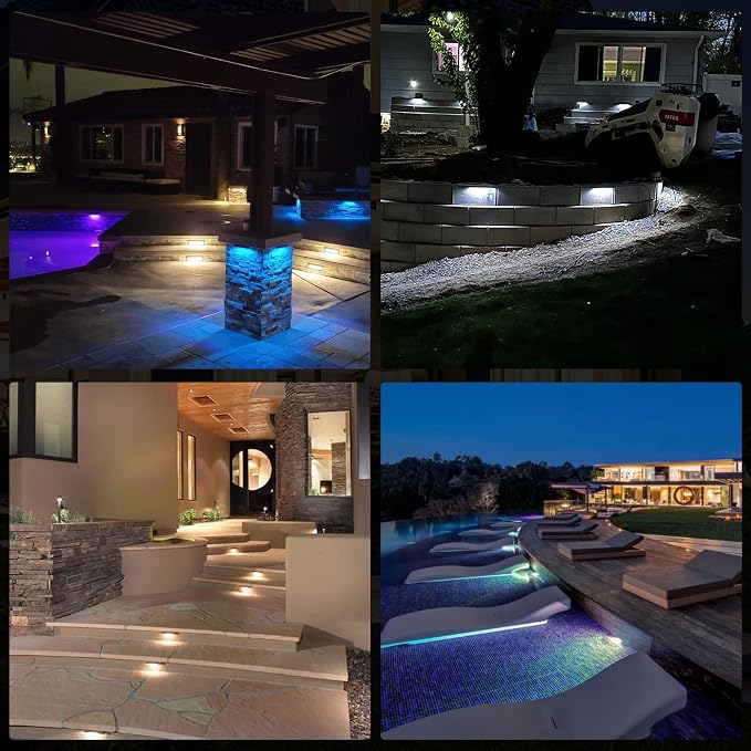 8 Pack 7 inch RGB LED Hardscape Lighting Step Lights Retaining Wall Lights - Image 5