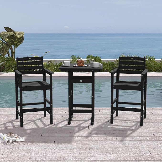 Tall Adirondack Chairs Set of 2, HDPE Wood Balcony Adirondack Chairs Set - Image 6