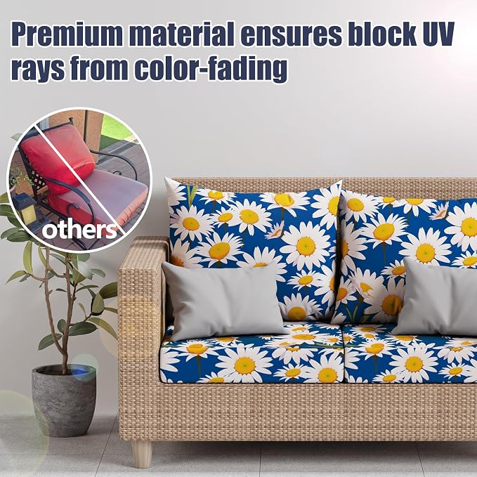 8Pcs Square Large + Rectangle Stretch Patio Cushion Covers, Couch & Sofa - Image 3