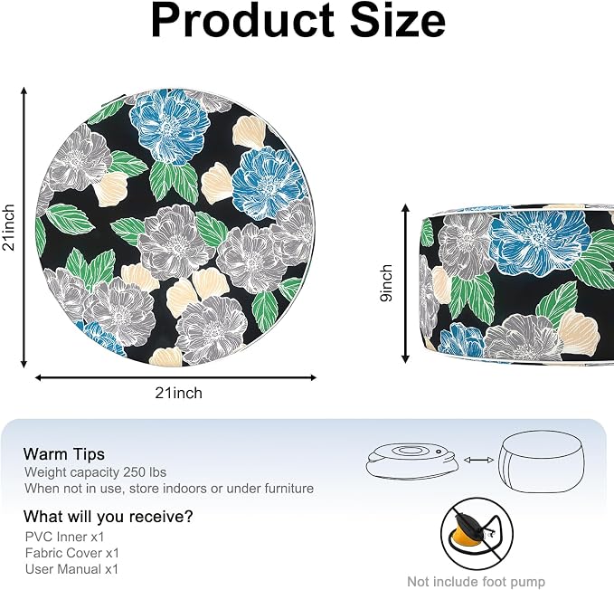 Inflatable Ottoman Stool D21 xH9 - Image 2