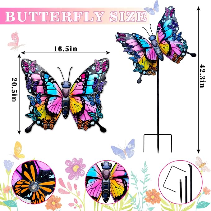 Hexagram Butterfly Garden Decor, Butterfly Solar Lights - Image 2