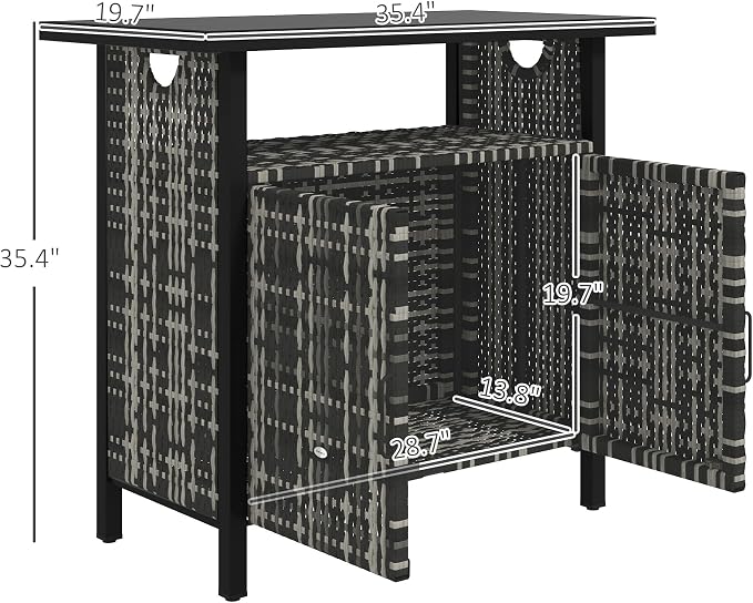 Outsunny Outdoor Pool Towel Storage Cabinet Organizer, Outdoor Bar Table - Image 7