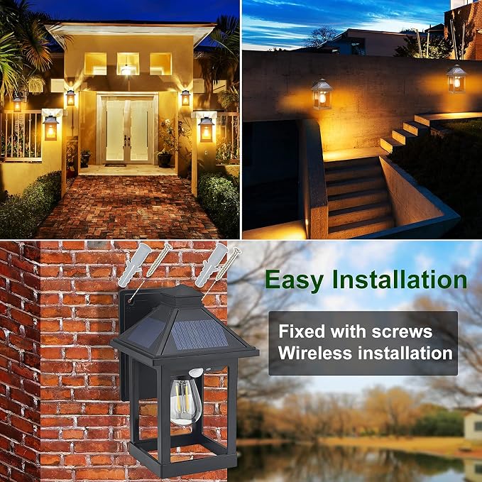 2 Pack Solar Wall Lanterns Outdoor - Image 5