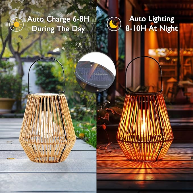 Homemory Solar Lanterns Outdoor Waterproof Hanging Lights, Outside Solar Lamp - Image 3