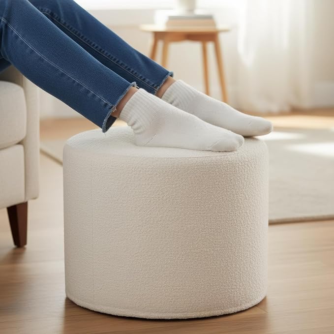ZICOTO Beautiful Boucle Pouf Ottoman and Foot Rest - Image 8