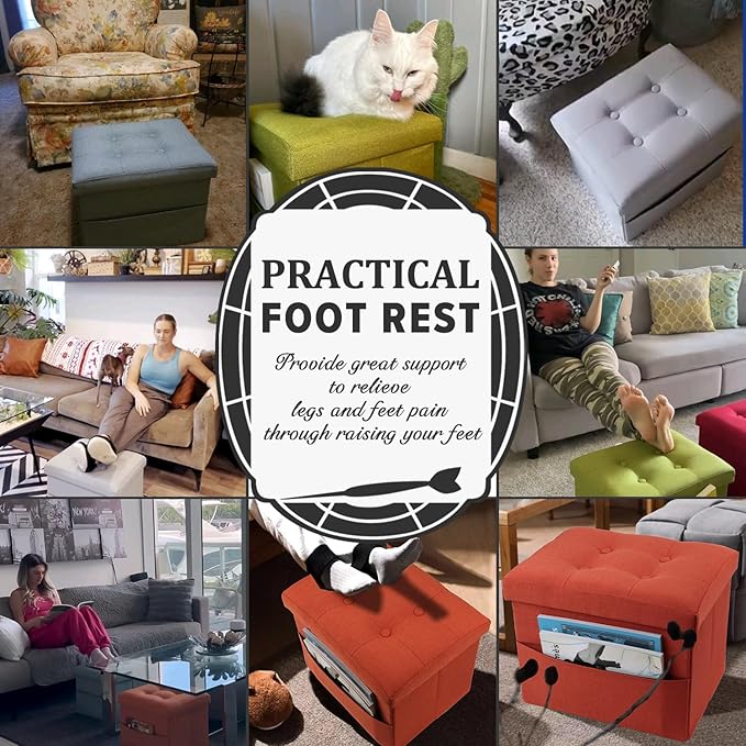 LINMAGCO Storage Ottoman Folding Foot Stool Foot Rest - Image 5