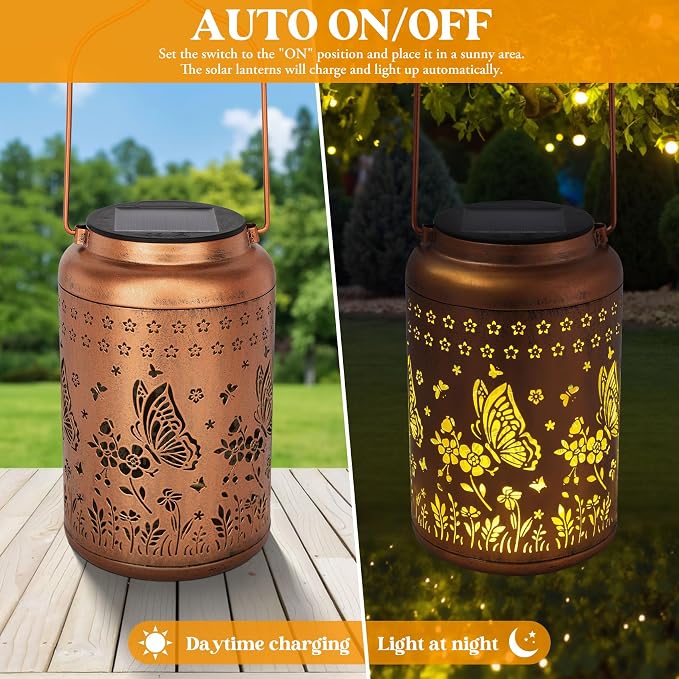 2 Packs Butterfly Solar Lanterns Outdoor Waterproof, Birthday Gifts - Image 5