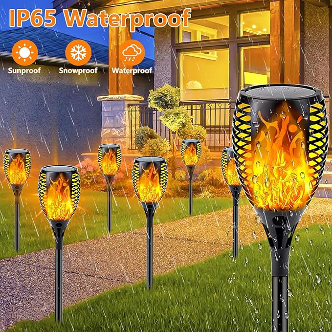 Upgraded 8 Pack Super Larger Size Solar Torch Lights - Image 3