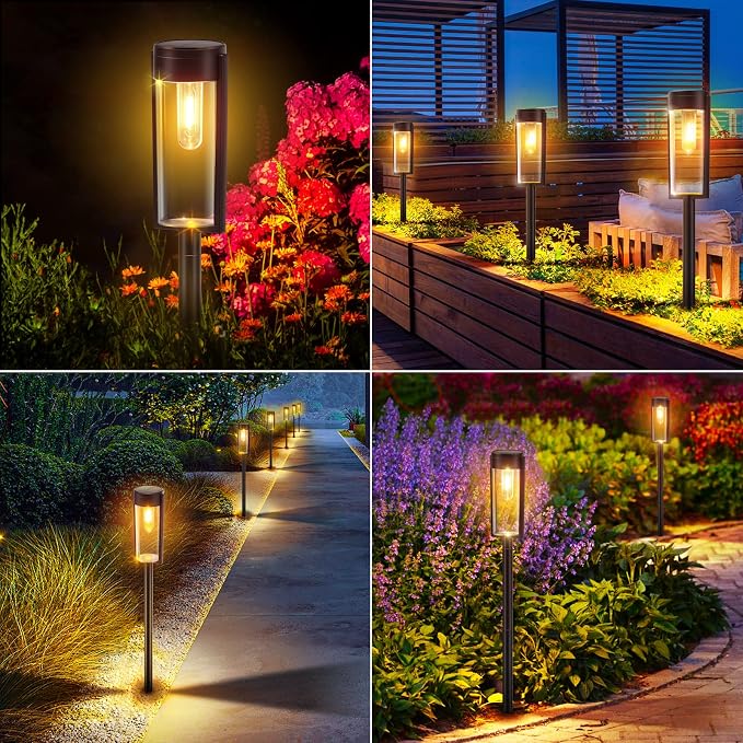 LETMY Solar Pathway Lights Outdoor, New Upgraded 6 Pack Solar Outdoor Lights - Image 6