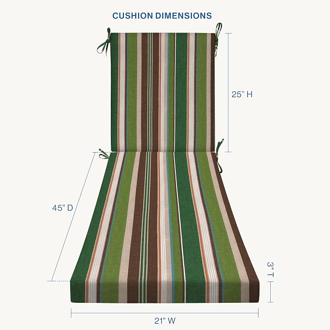Honeycomb Outdoor Essentials Chaise Lounge, 21 x 70, Stripe Pine Green Chair - Image 6
