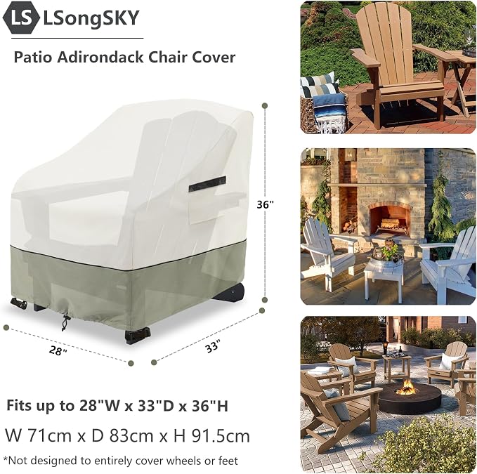 Patio Adirondack Chair Cover 2 Pack, Waterproof Heavy Duty Outdoor Chair Covers - Image 3
