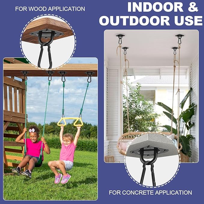 Hammock Hooks 4 Pack, Heavy Duty Hammock Hanging Kit, M8 Pad Eye Hanging Hooks - Image 5